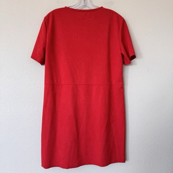Zara faux suede dress 5070 152 Size Large Red Gold Buttons Shift - Picture 6 of 6